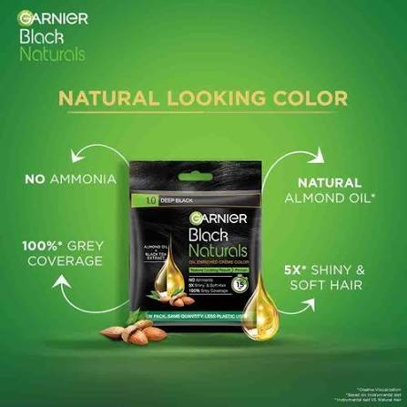 Garnier Black Naturals Shade - 1.0 Deep Black (20ml+20gm) image 3